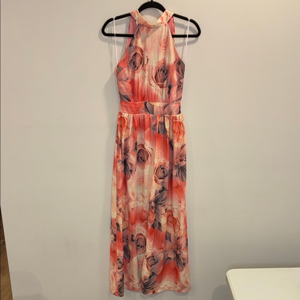 Xtaren Halter Rose Halter Floral Dress Size Small